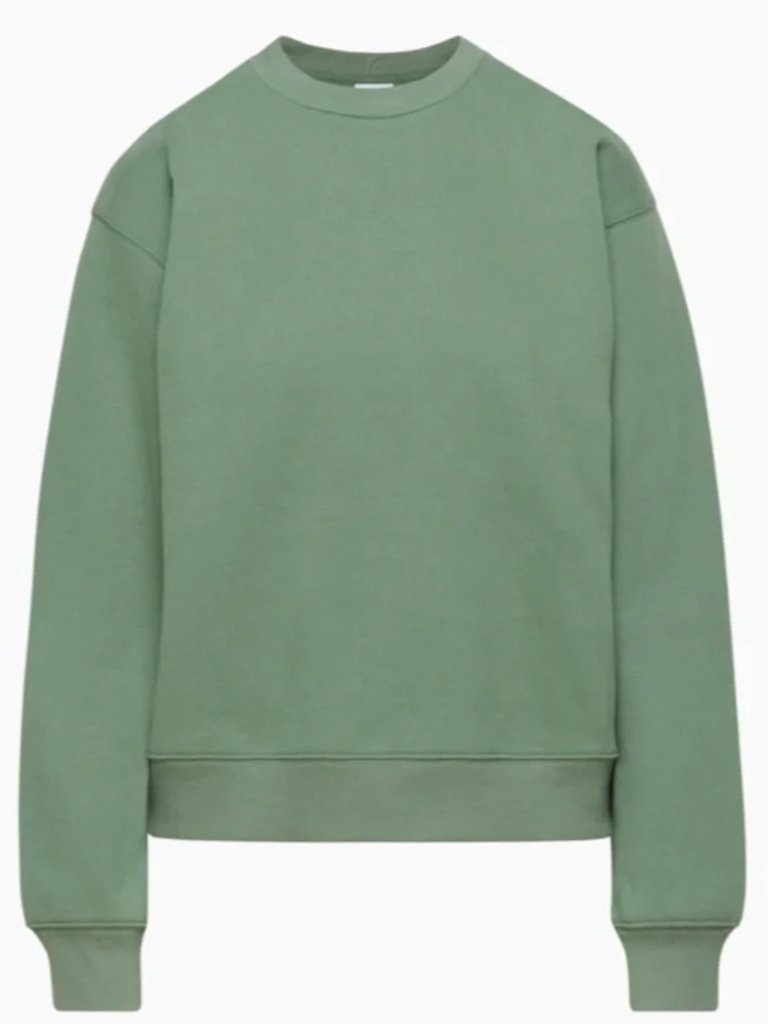 Aritzia Tna Cozy Sweatfleece Perfect Crew Sweatshirt In Gallery Green